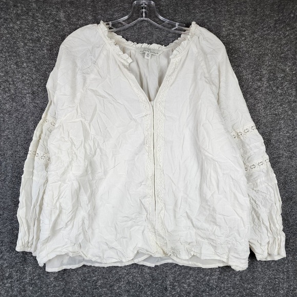 The Pioneer Woman Tops - The Pioneer Woman Peasant Blouse Women XXL Crochet Lace Ruffle TPW2510147847L